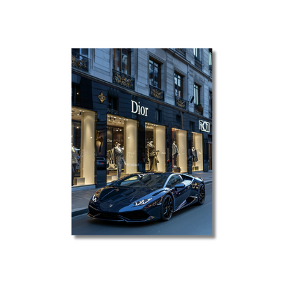Black Lambo Front of Dior Store