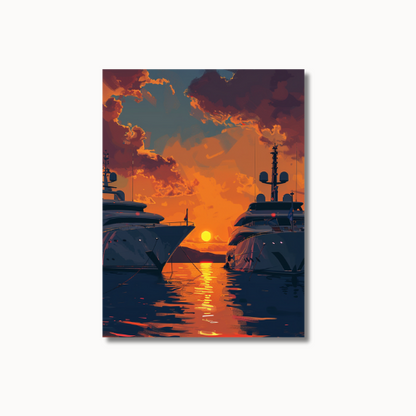 Sunset Yacht Drawing