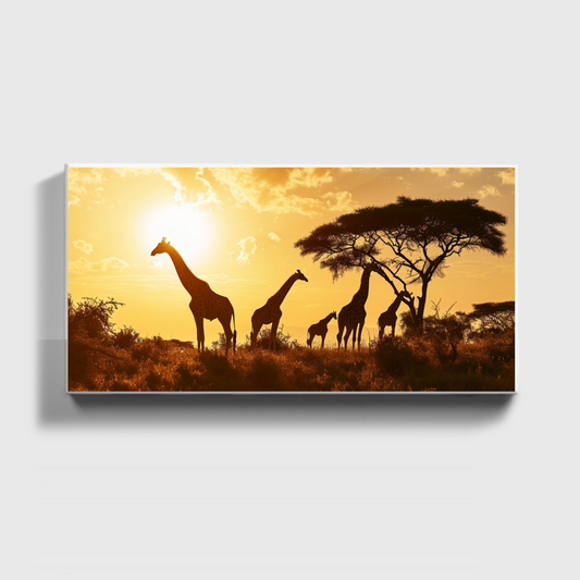 Giraffe Family Sunset