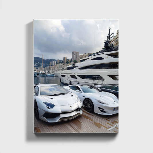 Monte Carlo White Yacht And Supercars