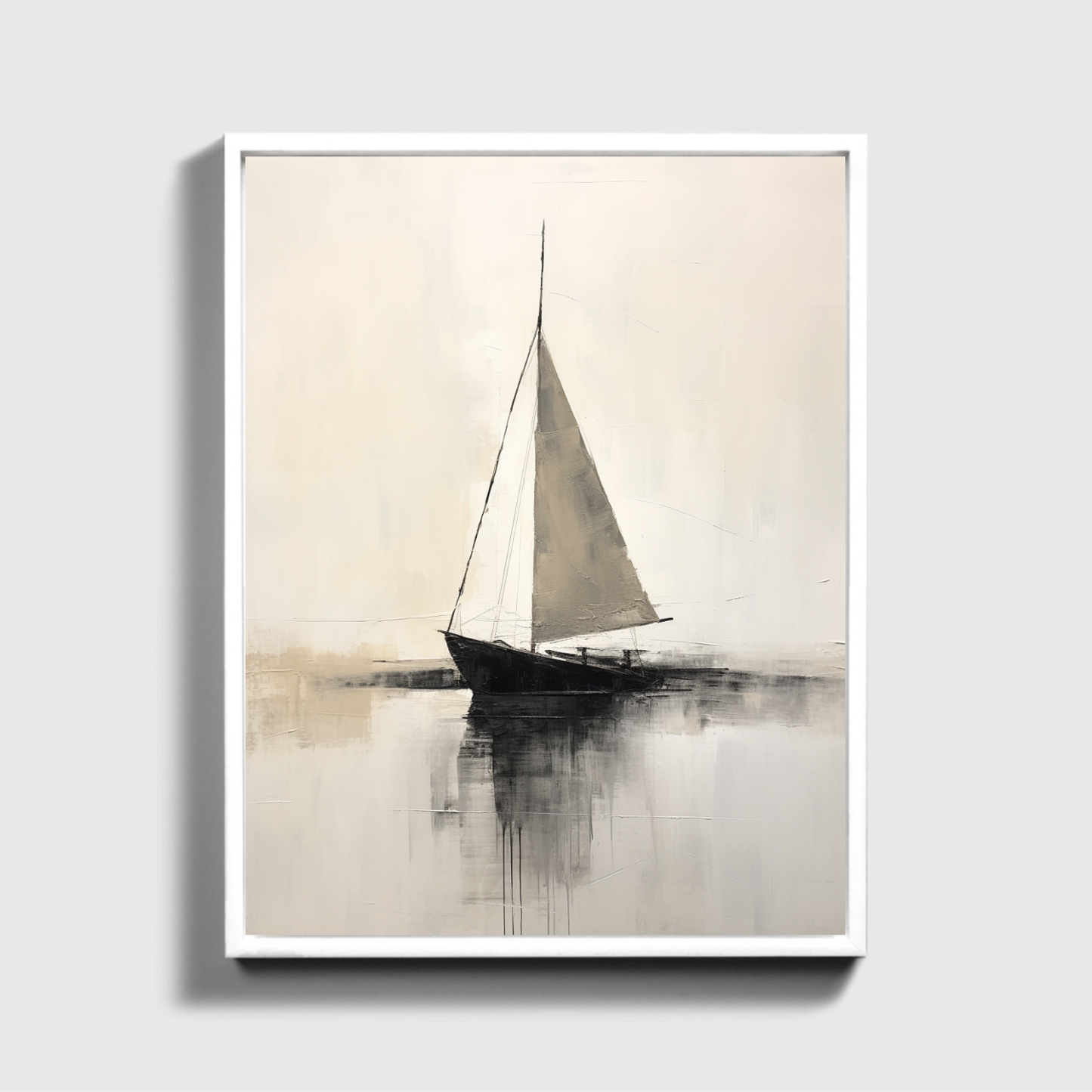 Abstract Painting Of Boat In Black And White