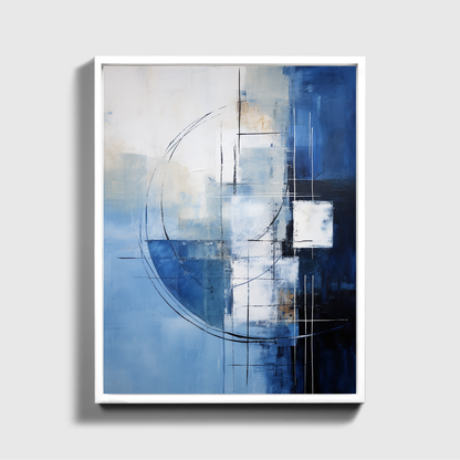 Abstrakte blaue und weiße moderne Malerei