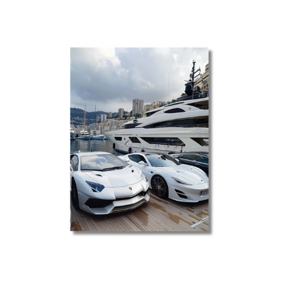Monte Carlo White Yacht And Supercars