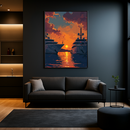 Sunset Yacht Drawing