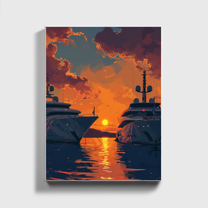 Sunset Yacht Drawing