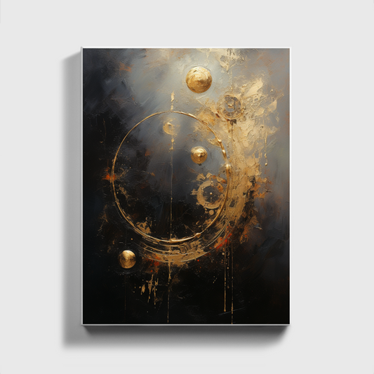 Modern Painting With Swirls And Gold