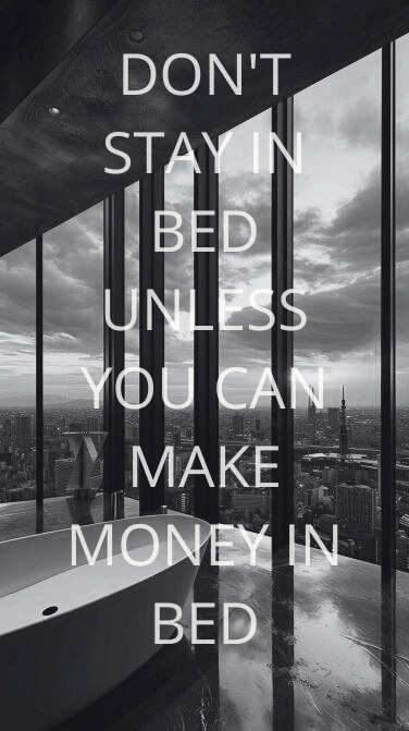 DON'T STAY IN BED UNLESS YOU CAN MAKE MONEY IN BED