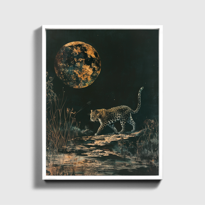 Leopard Walks by the Sky Night Right