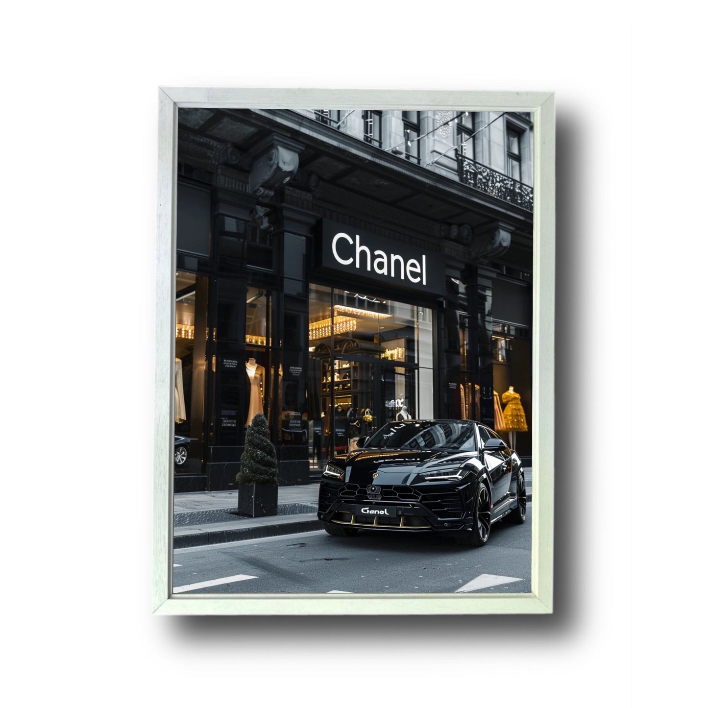 Black Lambo Urus Front of Chanel Store