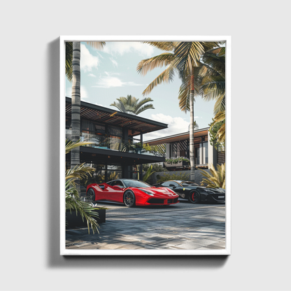 Luxusvilla mit Supercars-Front