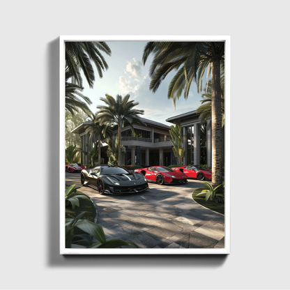 Luxusvilla mit 3 Supersportwagen vorne