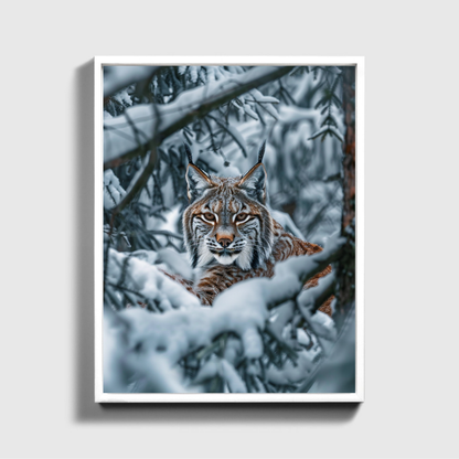 Lynx Camouflaged In Winter Forest