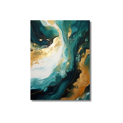 Abstract Painting With Green White And Gold