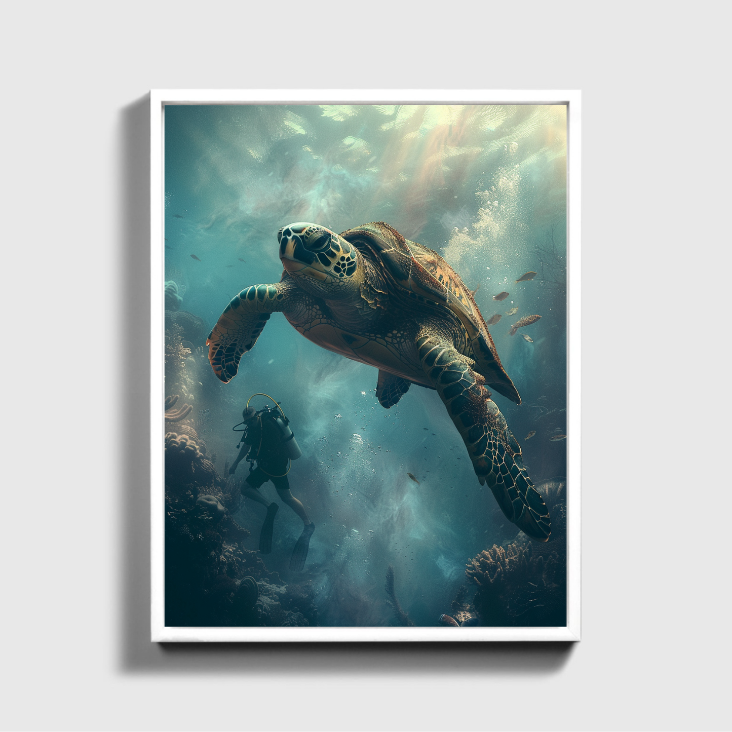 Mann taucht in den Ozean Big Turtle 3.0