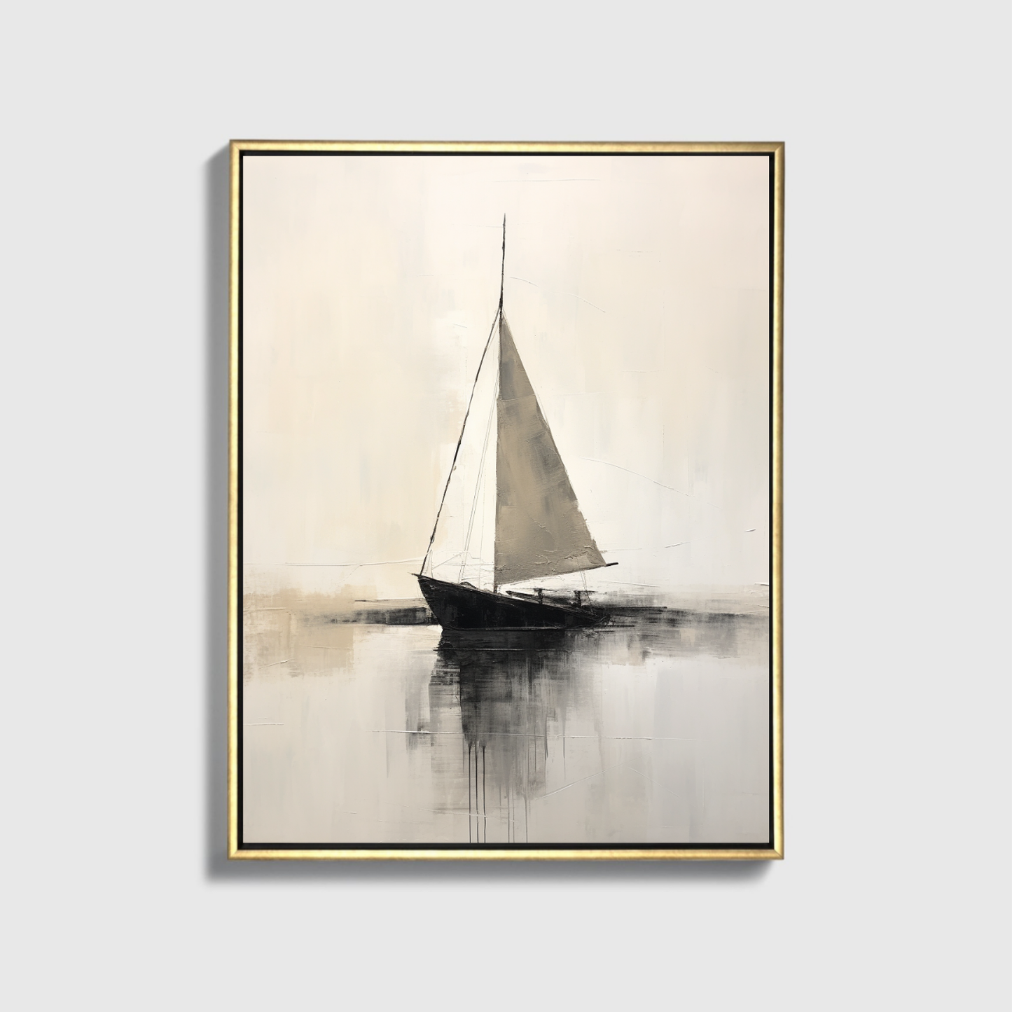 Abstract Painting Of Boat In Black And White