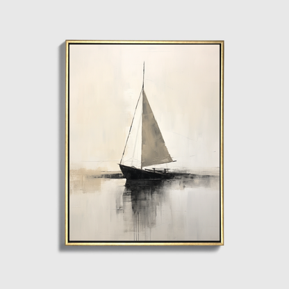 Abstract Painting Of Boat In Black And White