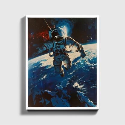 Austronaut fliegt über die Erde
