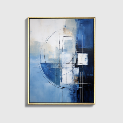 Abstrakte blaue und weiße moderne Malerei