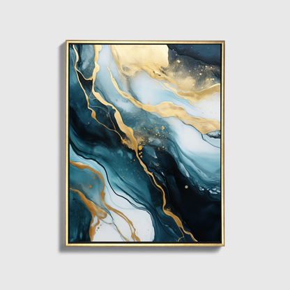 Abstract Golden And Swirls Green Painting