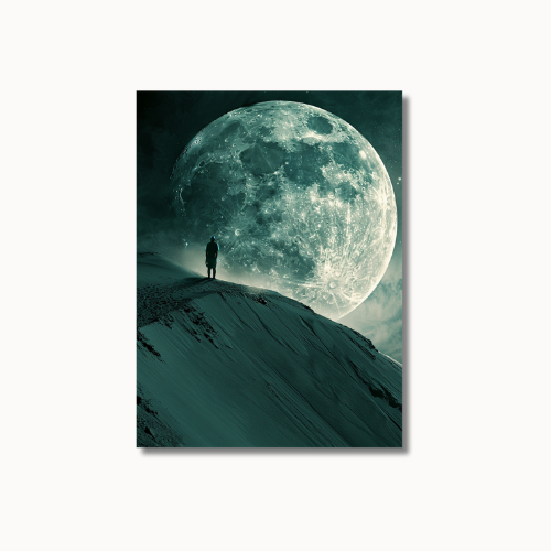 Man Stand Front of Moon