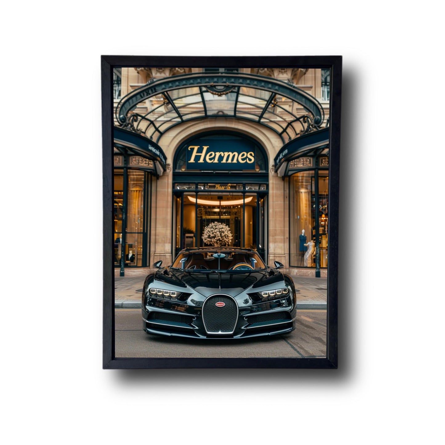Bugatti Chiron Front of Hermes Store