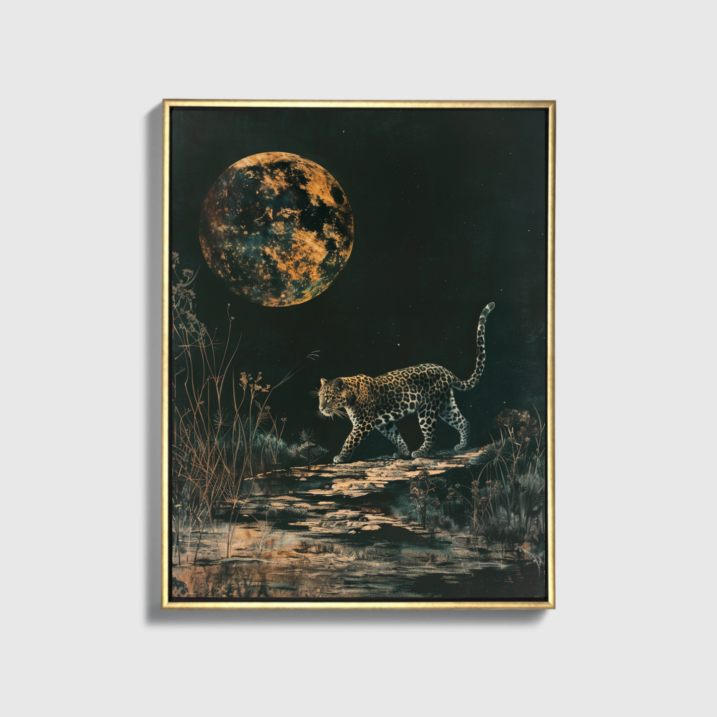 Leopard Walks by the Sky Night Right