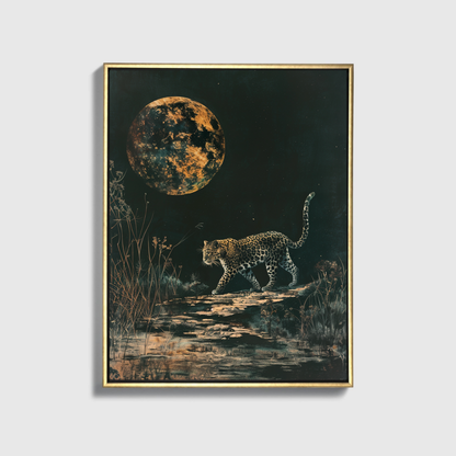 Leopard Walks by the Sky Night Right