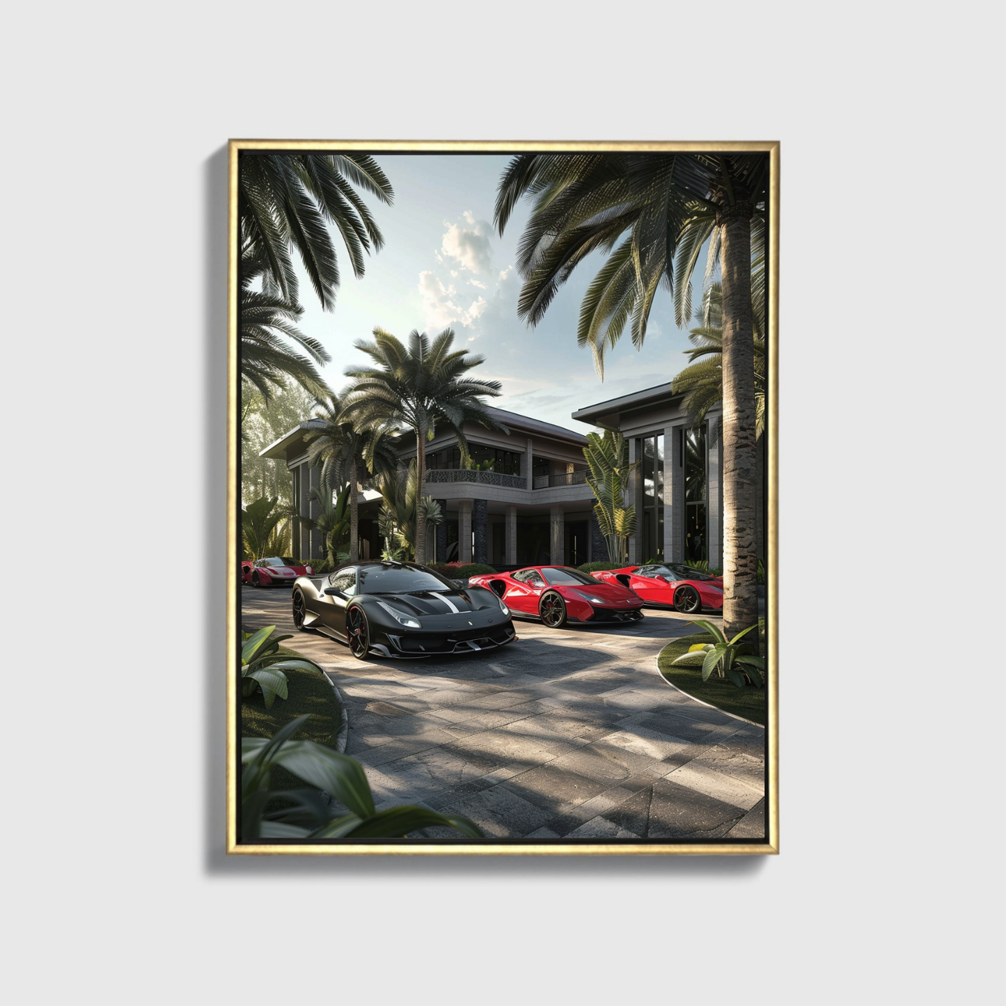 Luxusvilla mit 3 Supersportwagen vorne