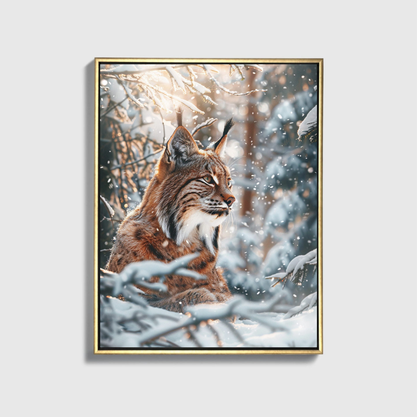 Sunlight Lynx CamouFlaged In Winterforest