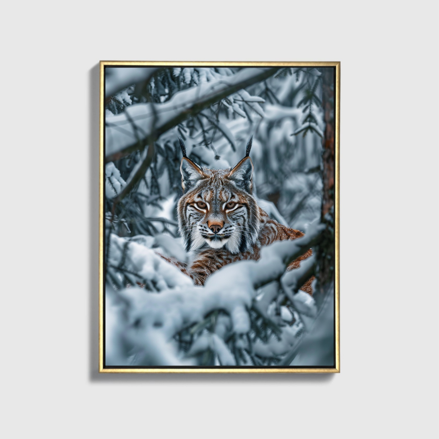 Lynx Camouflaged In Winter Forest