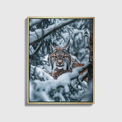 Lynx Camouflaged In Winter Forest