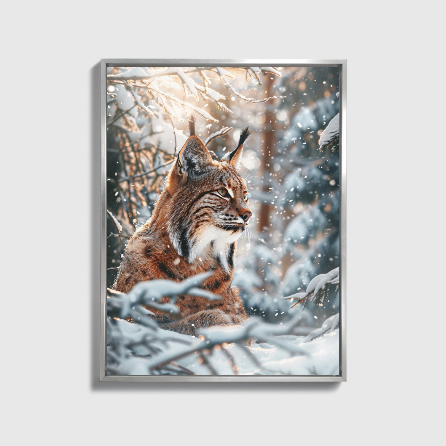 Sunlight Lynx CamouFlaged In Winterforest