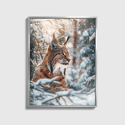 Sunlight Lynx CamouFlaged In Winterforest