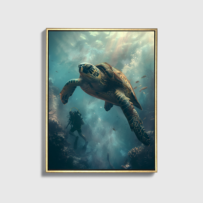 Mann taucht in den Ozean Big Turtle 3.0