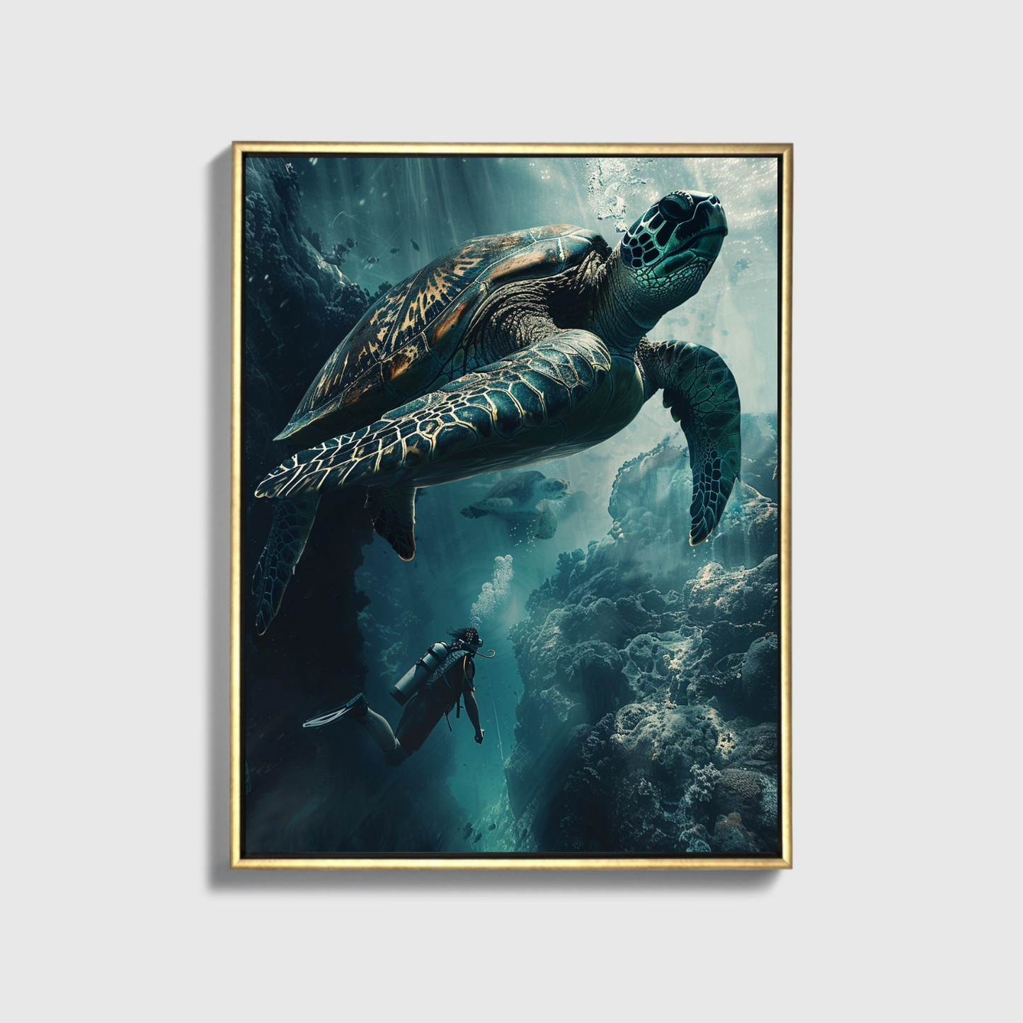 Mann taucht in Ozean Big Turtle 4.0