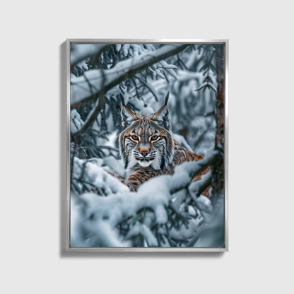 Lynx Camouflaged In Winter Forest