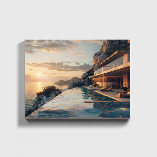Sonnenuntergang in der Poolvilla