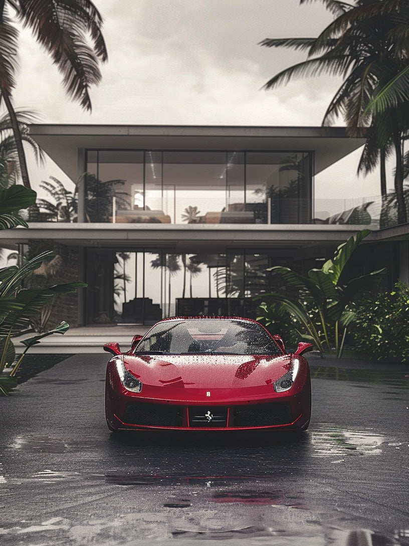 Ferarri Front Modern Mansion