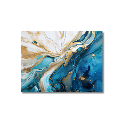 Abstract Painting Blue Gold And White
