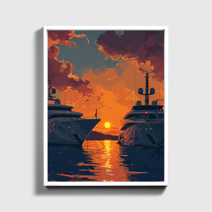 Sunset Yacht Drawing