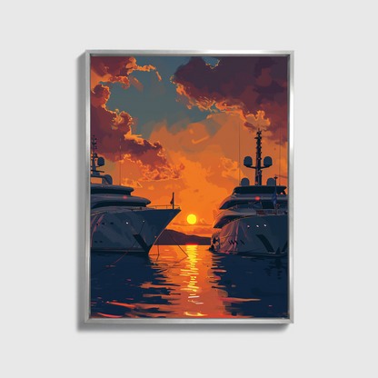 Sunset Yacht Drawing