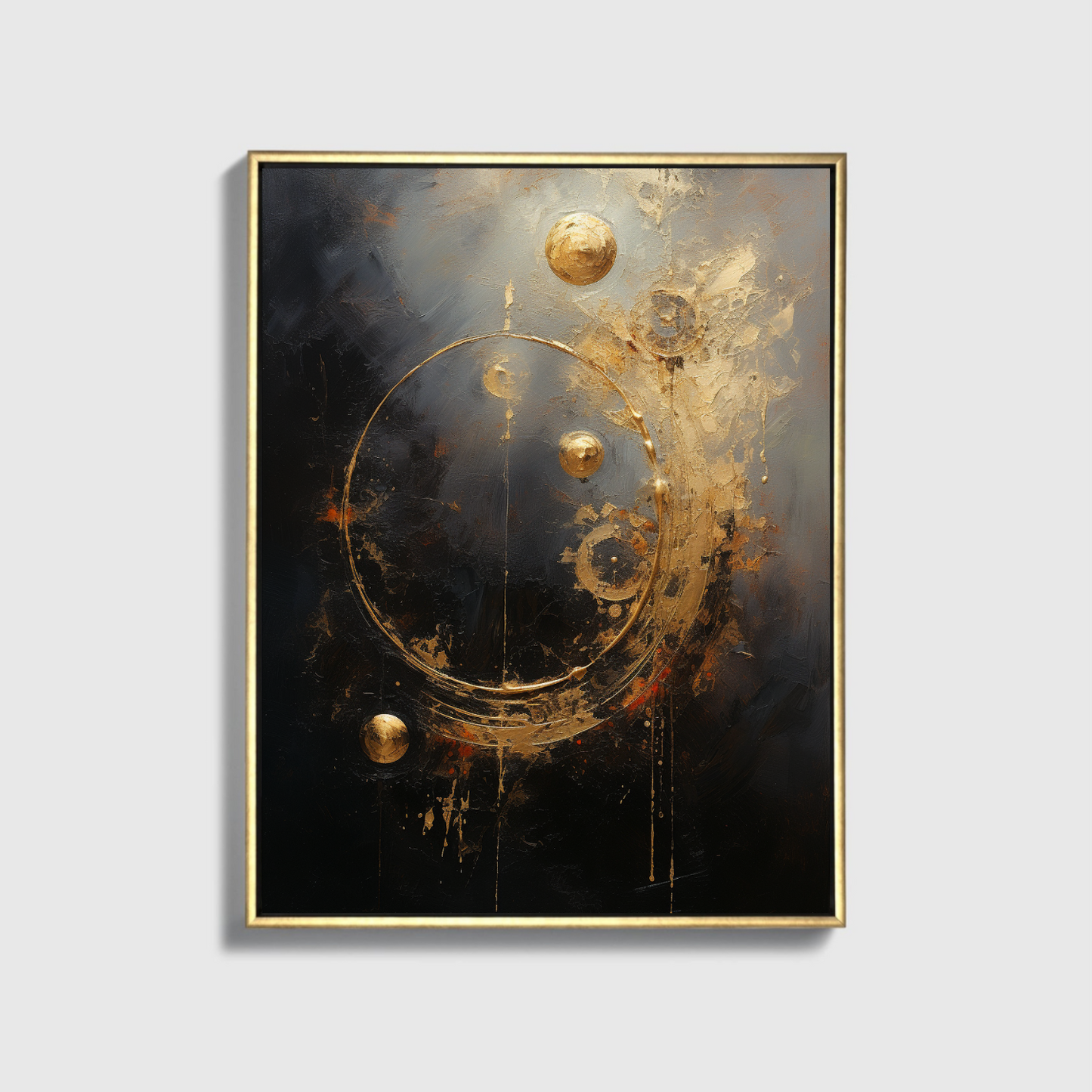 Moderne Malerei mit Wirbeln und Gold