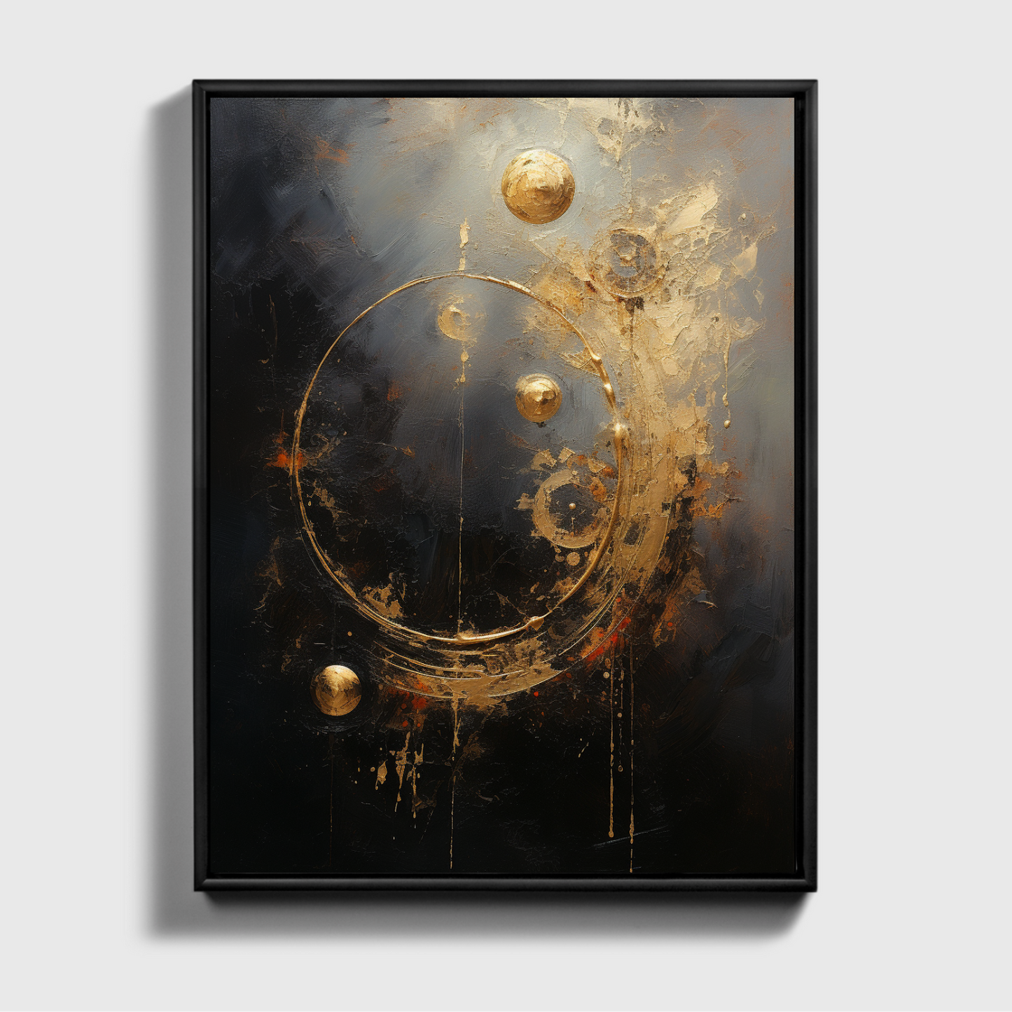 Moderne Malerei mit Wirbeln und Gold