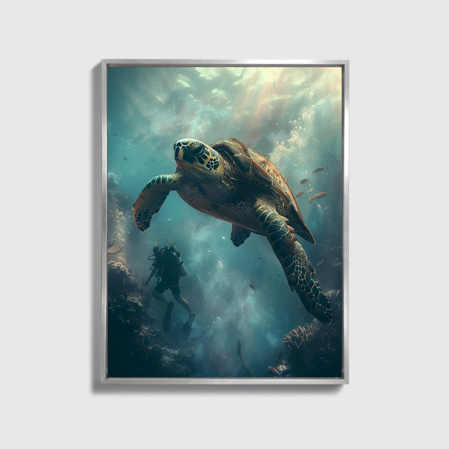 Mann taucht in den Ozean Big Turtle 3.0