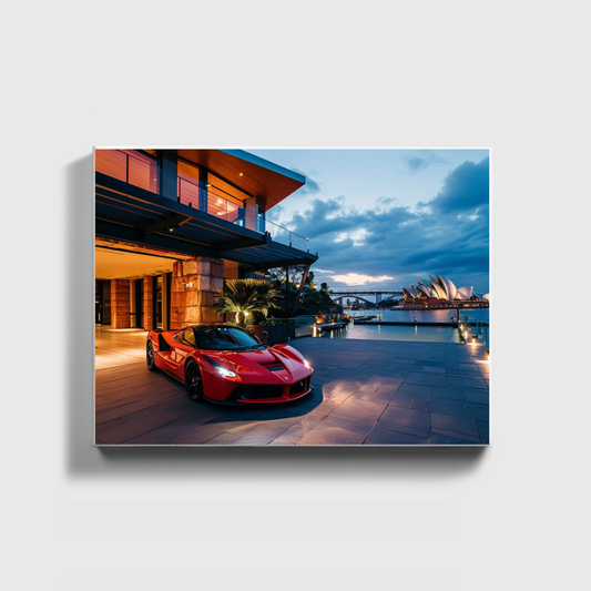 Sydney Mansion Red Ferrari