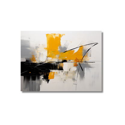 Abstract Painting Yellow Gray And White
