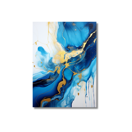 Abstract Painting White Blue And Gold 3.0