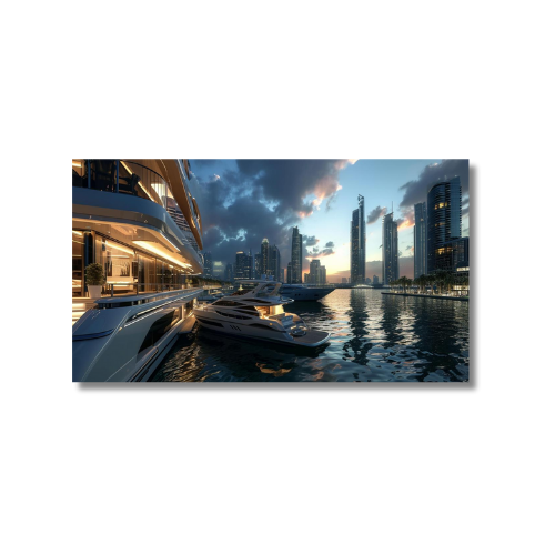 Dubai Marina Luxury Yachts Night