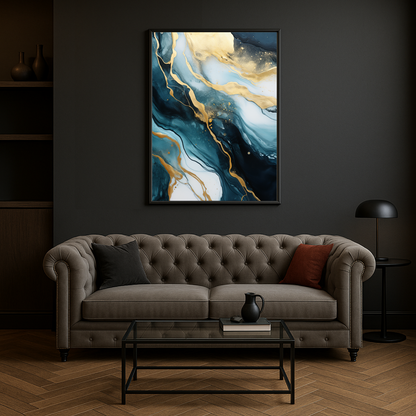 Abstract Golden And Swirls Green Painting