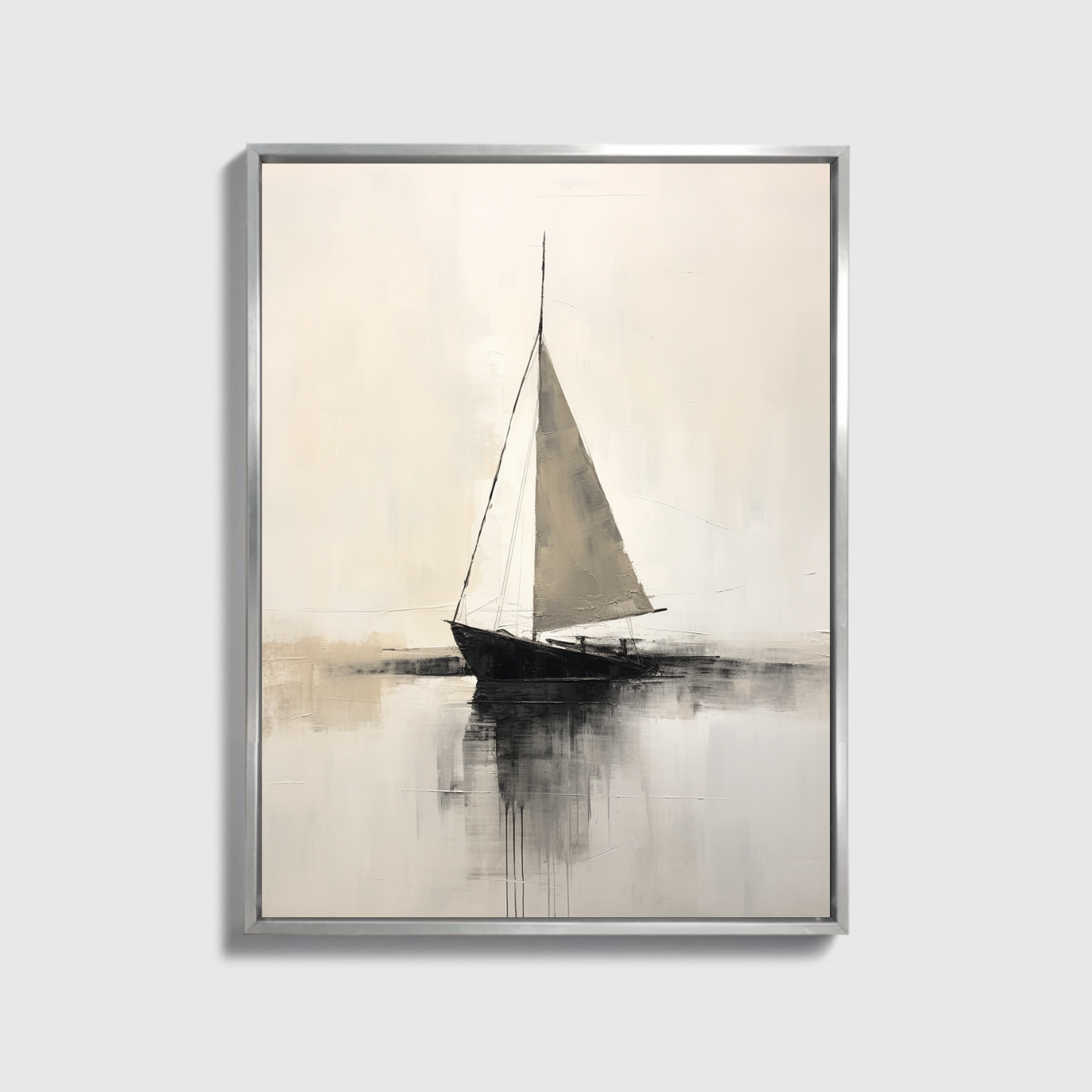 Abstract Painting Of Boat In Black And White